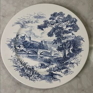Wedgwood Countryside Blue Transferware dinner plate 10” 1960’s collectible